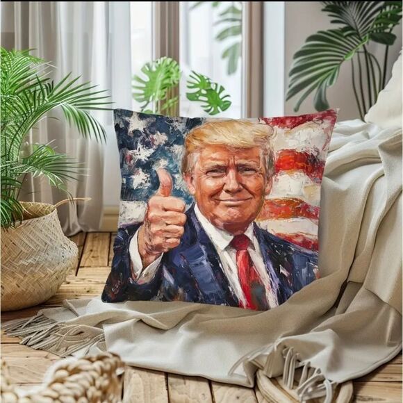 Trump Pillow with Removeable Zippered Digital Printed Pillow Case 18" x 18" - Picture 2 of 4